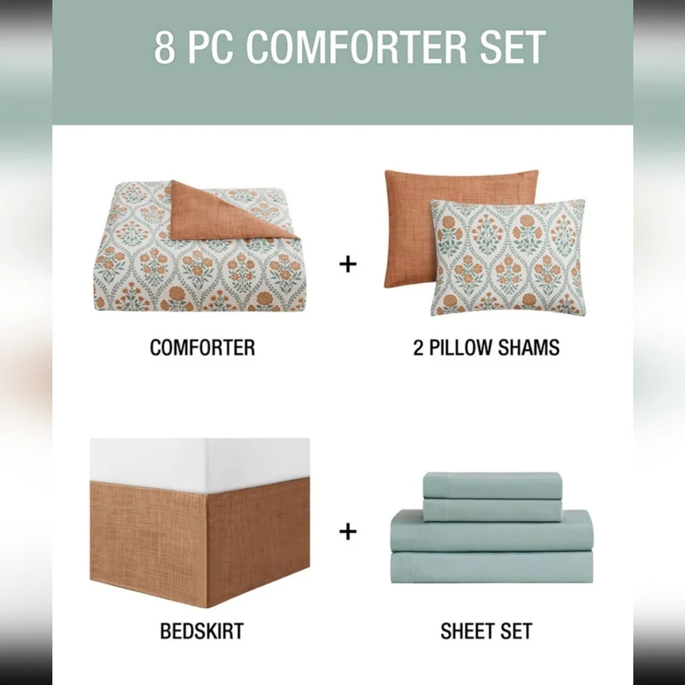 SUPER SALE ** BRAND NEW IN BAG ** Copper Patterned Comforter 8 PC Set